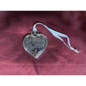 Things Remembered Our First Christmas Photo Ornament Heavy Quality Chrome Finish